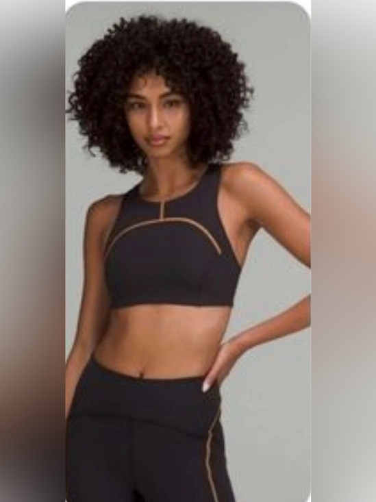 lululemon athletica Tops - Lululemon Tough Train High Neck Bra, Black Orange Soda 10